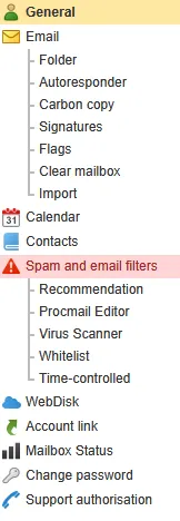 Spam and virus filter - How to set up the spam/virus filters, Bild 3
