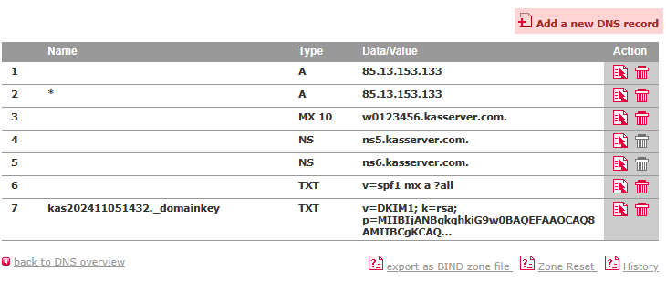DNS Tools - How to add a DKIM-record (in case of using an external email server), Bild 4