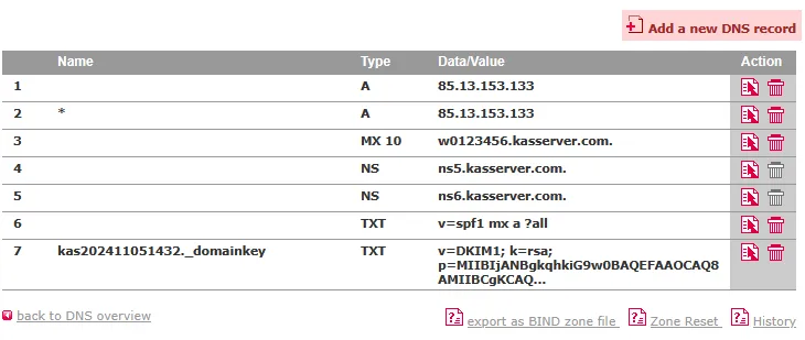 DNS Tools - How to add a DKIM-record (in case of using an external email server), Bild 4