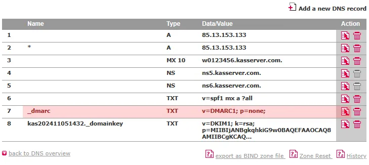 DNS Tools - How to add a DKIM-record (in case of using an external email server), Bild 3