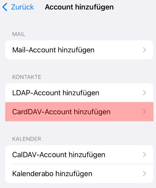 CardDAV - Synchronisierung von Kontakten - iOS Mail, Bild 6
