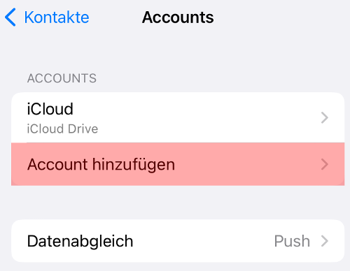 CardDAV - Synchronisierung von Kontakten - iOS Mail, Bild 4