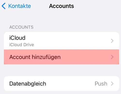 CardDAV - Synchronisierung von Kontakten - iOS Mail, Bild 4