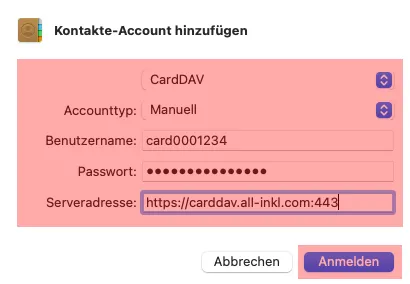 CardDAV - Synchronisierung von Kontakten - macOS Mail, Bild 4