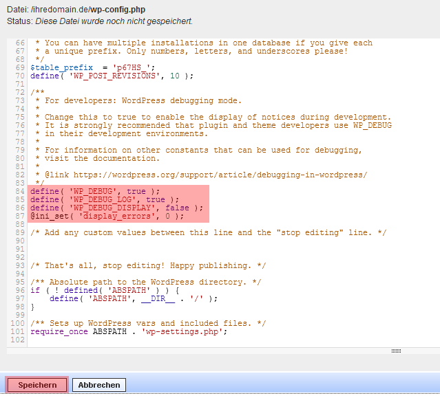 WordPress - Aktivierung des Debug Modus, Bild 4
