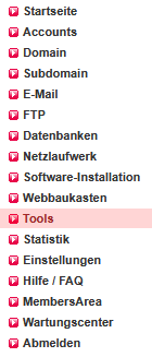 Dateiverwaltung - Aktivierung von SSH (nur im Hauptaccount möglich), Bild 1