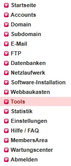 Dateiverwaltung - Aktivierung von SSH (nur im Hauptaccount möglich), Bild 1