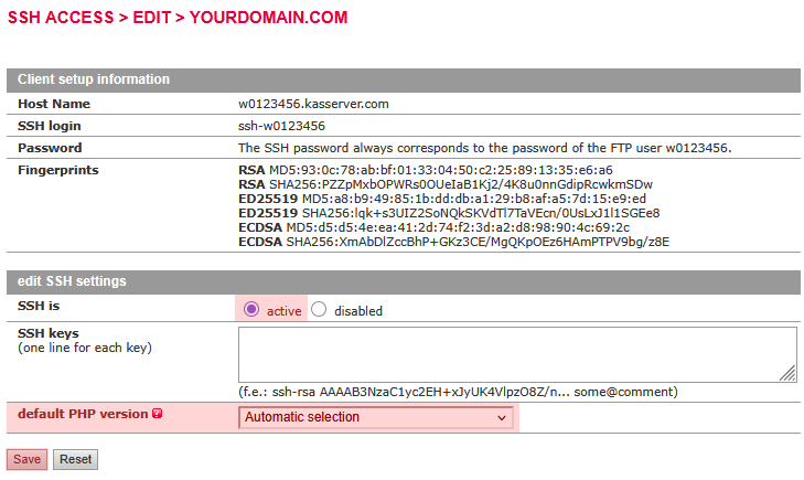 File Management - Activation of SSH (only possible in the main account), Bild 4