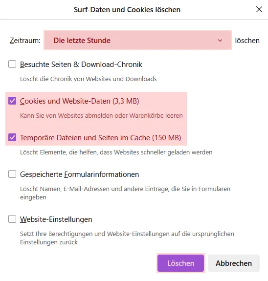 Mozilla Firefox - Cache und Cookies leeren, Bild 4