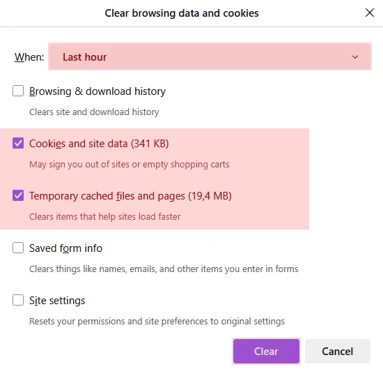 Mozilla Firefox - Empty cache and cookies, Bild 4
