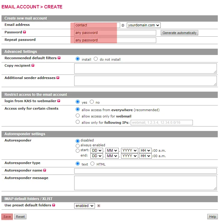 Email address, autoresponder, forwarding - How to create an email account, Bild 4