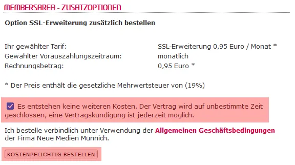 SSL-Erweiterung - Bestellung der SSL-Erweiterung, Bild 3