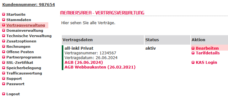 Tarifwechsel - Wechsel innerhalb der Webhosting-Tarife, Bild 1