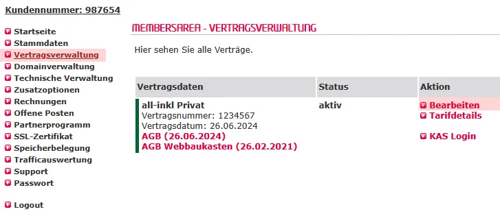 Tarifwechsel - Wechsel innerhalb der Webhosting-Tarife, Bild 1