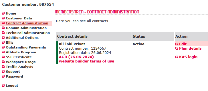 Plan Change - Change within the web hosting plans, Bild 1
