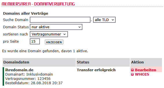 DNS-Werkzeuge - Nameserver ändern für Domain, Bild 2