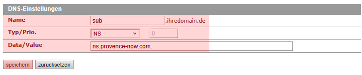 DNS-Werkzeuge - Nameserver ändern für Subdomain, Bild 2