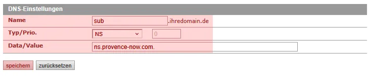 DNS-Werkzeuge - Nameserver ändern für Subdomain, Bild 2