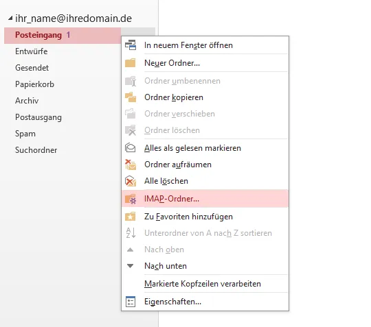 Outlook - IMAP-Ordner abonnieren, Bild 2