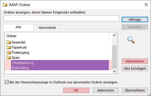 Outlook - IMAP-Ordner abonnieren, Bild 5