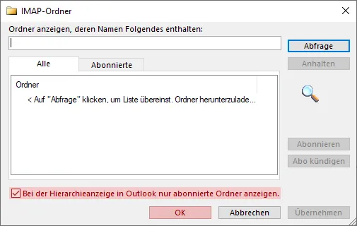 Outlook - IMAP-Ordner abonnieren, Bild 3