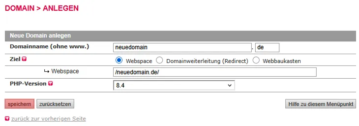 so funktioniert das Bestellen einer Domain - Anlegen der Domain im KAS, Bild 4