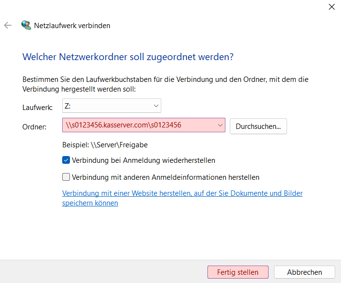 Einbindung als Netzlaufwerk - Netzlaufwerk einbinden - Windows 11, Bild 3