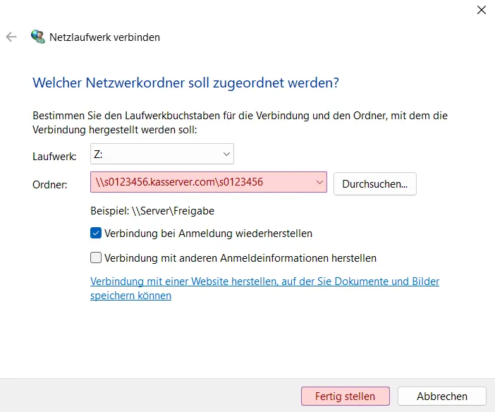 Einbindung als Netzlaufwerk - Netzlaufwerk einbinden - Windows 11, Bild 3