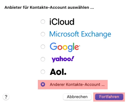 CardDAV - Synchronisierung von Kontakten - macOS Kontakte, Bild 3