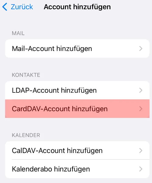 CardDAV - Synchronisierung von Kontakten - iOS Kontakte, Bild 6
