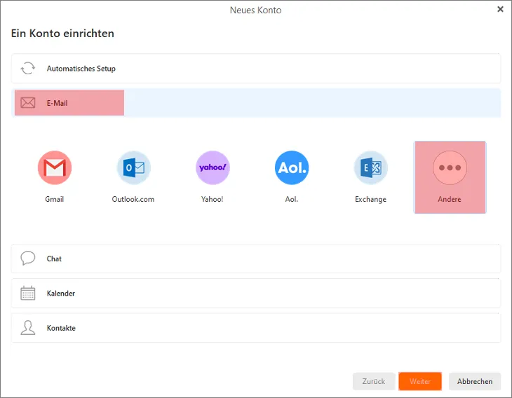 eM Client - E-Mail-Konto einrichten, Bild 2