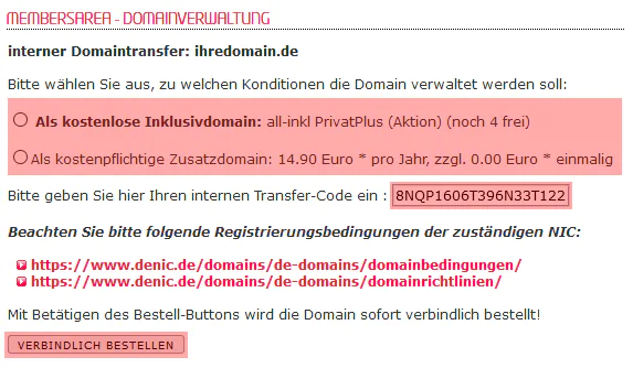 so funktioniert ein interner Wechsel - Freigabe der Domain, Bild 5