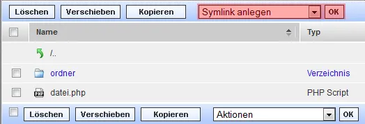 WebFTP - Anlegen von Symlinks, Bild 1