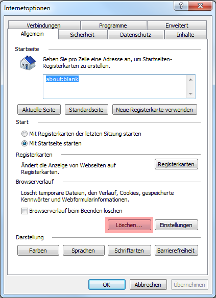 Internet Explorer 11 - Cache und Cookies leeren, Bild 2