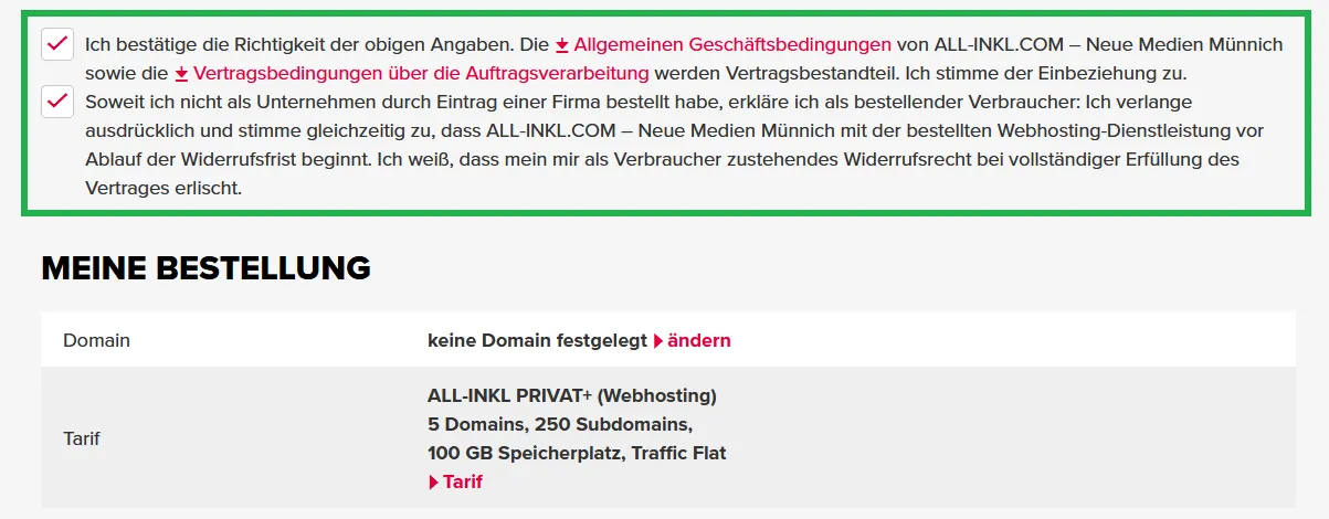 Vertragsbestellung - Bestellung eines Webhosting-Tarifs ohne Domain, Bild 6