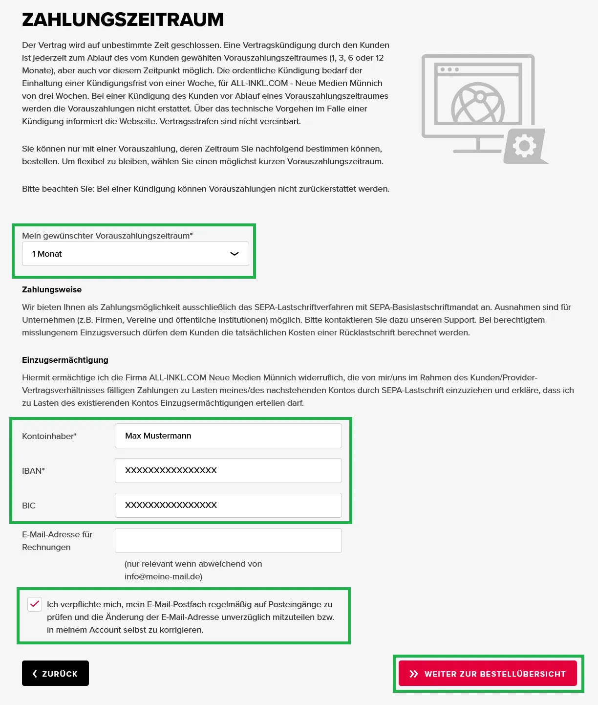 Vertragsbestellung - Bestellung eines Webhosting-Tarifs ohne Domain, Bild 5