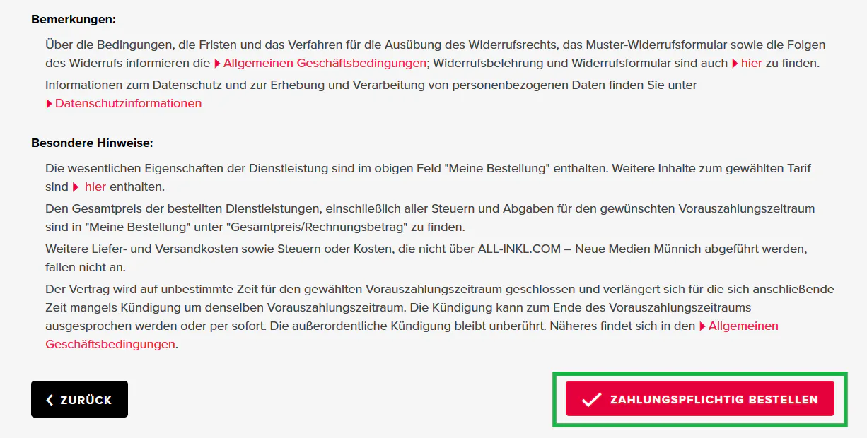 Vertragsbestellung - Bestellung eines Webhosting-Tarifs mit neuer Domain (Neuregistrierung), Bild 6
