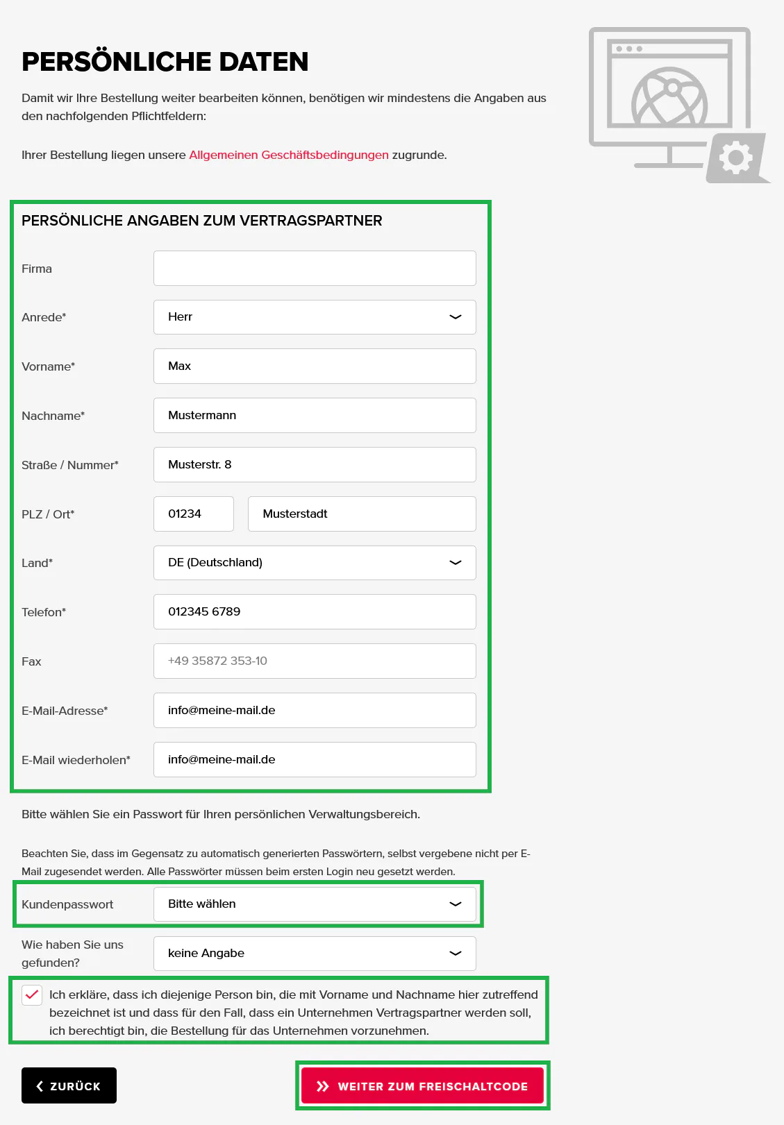 Vertragsbestellung - Bestellung eines Webhosting-Tarifs mit neuer Domain (Neuregistrierung), Bild 2