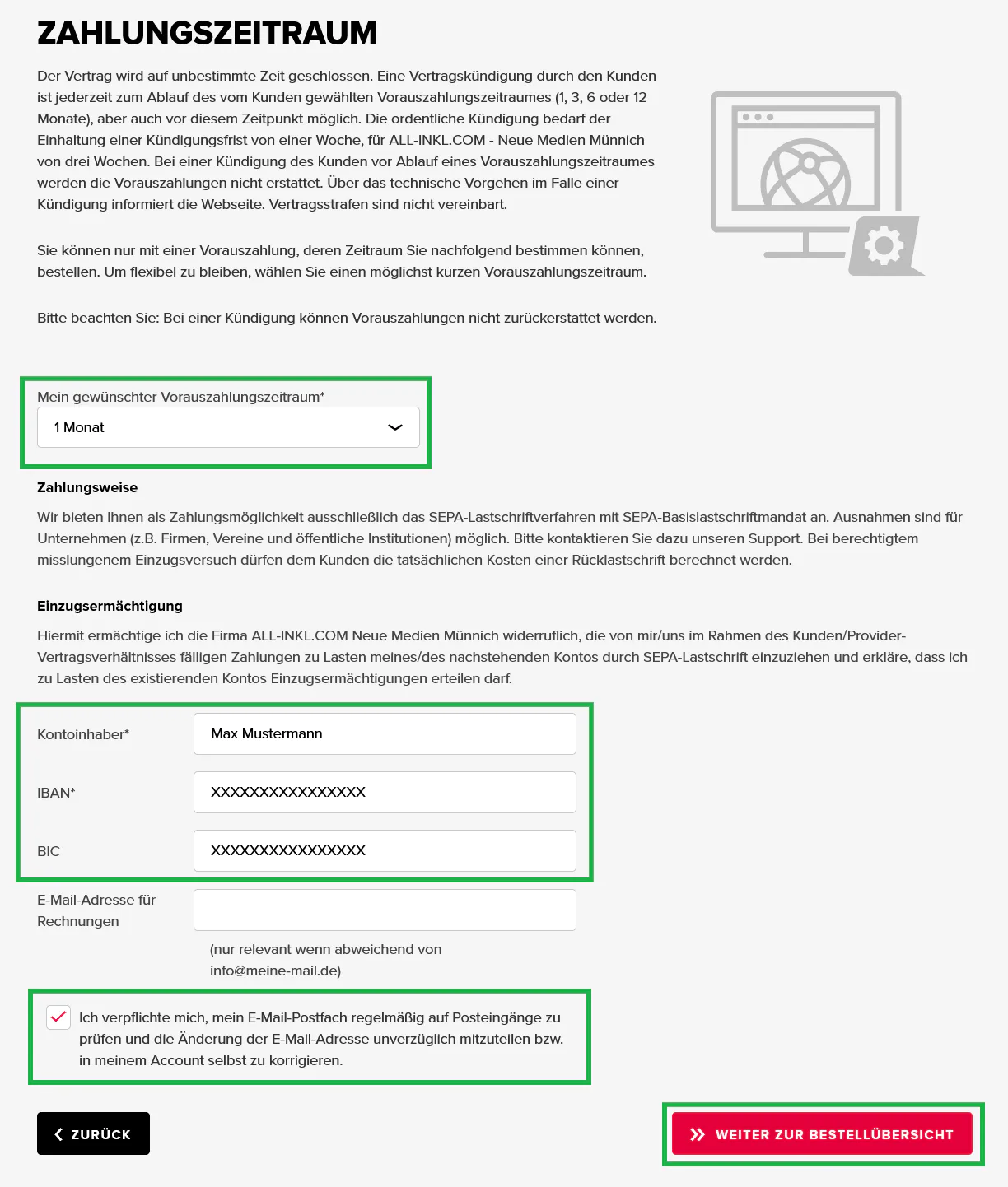 Vertragsbestellung - Bestellung eines Webhosting-Tarifs mit neuer Domain (Neuregistrierung), Bild 4