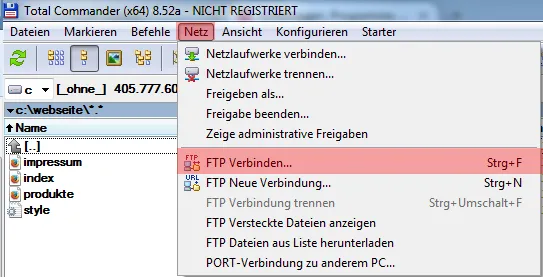 Total Commander 8.52a - Verbindung, Bild 1