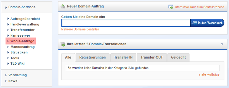 Whois Abfrage - Domainname ist frei, Bild 1