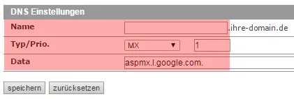 DNS-Werkzeuge - MX-Record mit Host ändern, Bild 2