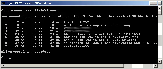 Routenverfolgung zu Domain per Tracert testen - Anleitung über Windows-Kommandozeile, Bild 2