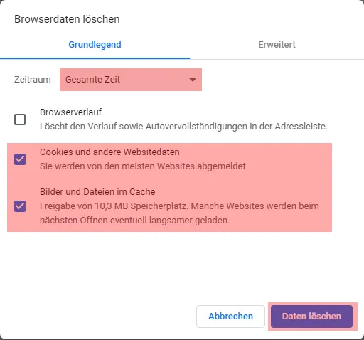 Google Chrome - Cache und Cookies leeren, Bild 3