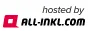Logo „hosted by“ - 88 x 31 Pixel, weiß