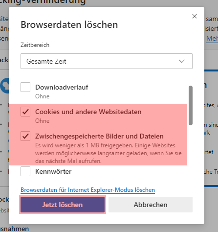 Anleitungen Programme Browser Microsoft Edge Cache Und Cookies Leeren