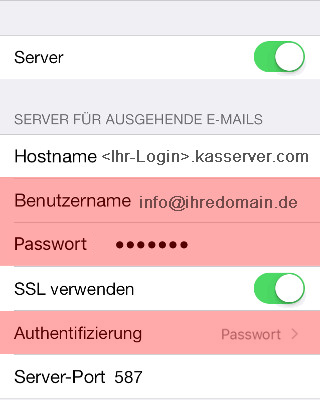 iOS Mail - SMTP-Authentifizierung aktivieren, Bild 8