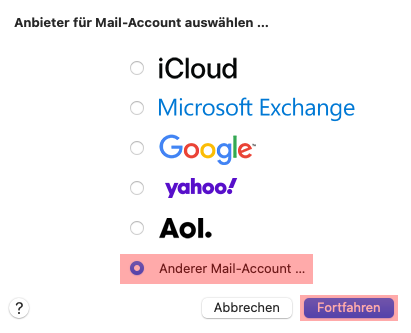 macOS Mail - E-Mail-Konto einrichten, Bild 5