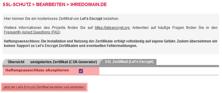 SSL-Zertifikat - Einbindung Let's Encrypt Zertifikat, Bild 4