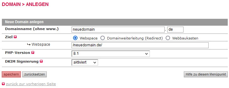 so funktioniert das Bestellen einer Domain - Anlegen der Domain im KAS, Bild 5